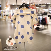 Direct mail roanjane Korean designer brand 22 autumn blue polka dot linen dress MOP16