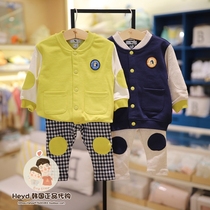 Direct mail bluedog Korean little blue dog 22 autumn childrens cardigan leggings suit A13-610-10