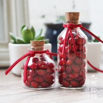 Small glass bottle wishing bottle Malaysia double heart red bean Acacia bean drift bottle Pendant bottle Tanabata gift