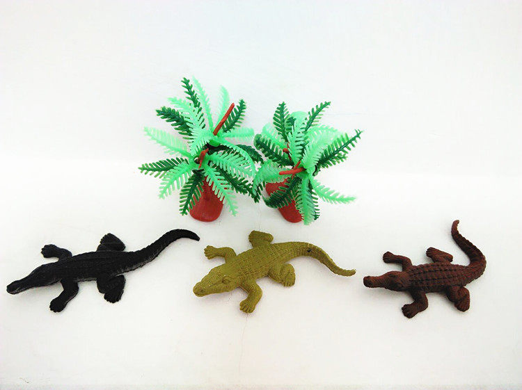 Игрушки-животные 包邮仿真海洋动物模型小玩具小鳄鱼模型全套12只鳄鱼送两颗植物 Ausini