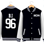 Áo khoác IKON mùa thu mới B.I Jin Hanbin BOBBY Jin Zhiyuan với đồng phục bóng chày áo len dài tay cho học sinh - Thể thao sau