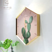 Art clock wall clock Living room personality creative fashion Hexagon Nordic small fresh home bedroom silent clock