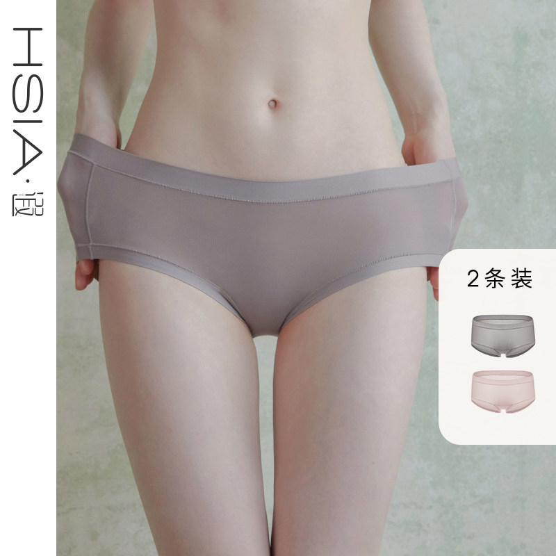 HSIA MIDDLE WAIST PANTS LADY PURE COTTON CROTCH COMFORTABLE AND BREATHABLE THIN PIECE OF ICE SILK GIRL HIGH BOMB LARGE SIZE 4-CORNER PANTS