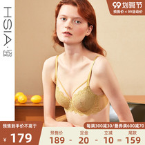 HSIA ya big chest small bra summer steel ring 3 4 cups strap lace gathering bra ultra-thin underwear women