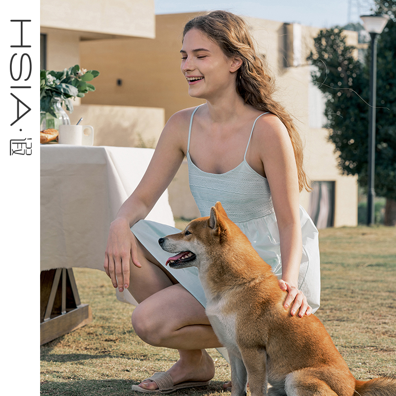 HSIA Harness Sleeping dresses Sleeping Skirt Woman Spring Summer Style Garden Small Nap Embroidered Lace cool Teen Pyjamas cotton Cotton Home Skirt