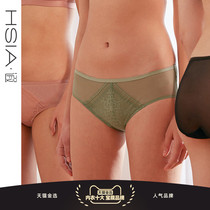 HSIA ya sexy underwear women cotton bottom crotch ultra-thin breathable mesh strap eyelash lace middle waist boxer pants