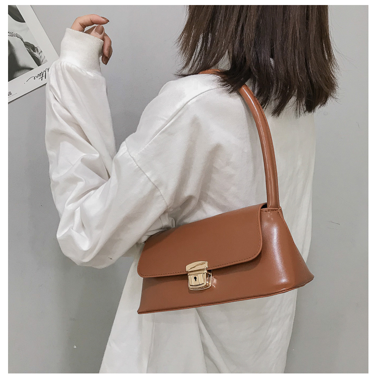 Women's Medium Pu Leather Solid Color Vintage Style Classic Style Lock Clasp Handbag display picture 22