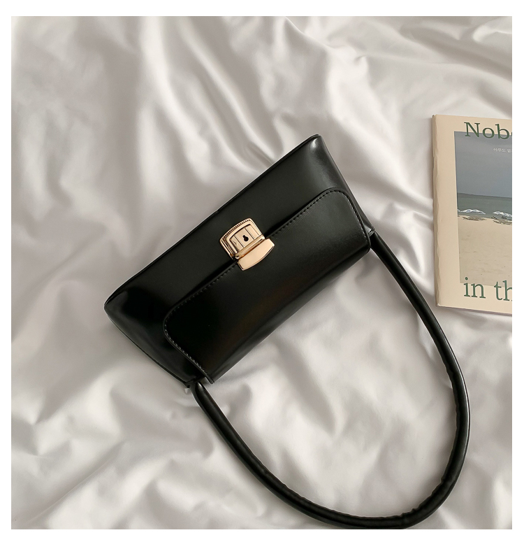 Women's Medium Pu Leather Solid Color Vintage Style Classic Style Lock Clasp Handbag display picture 10