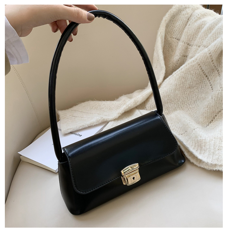 Women's Medium Pu Leather Solid Color Vintage Style Classic Style Lock Clasp Handbag display picture 36