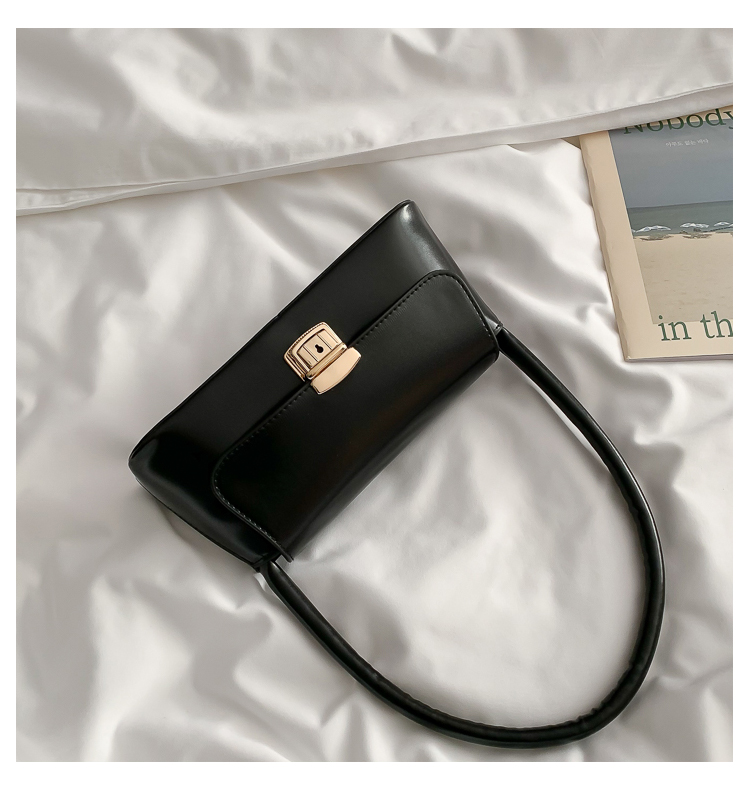 Women's Medium Pu Leather Solid Color Vintage Style Classic Style Lock Clasp Handbag display picture 9