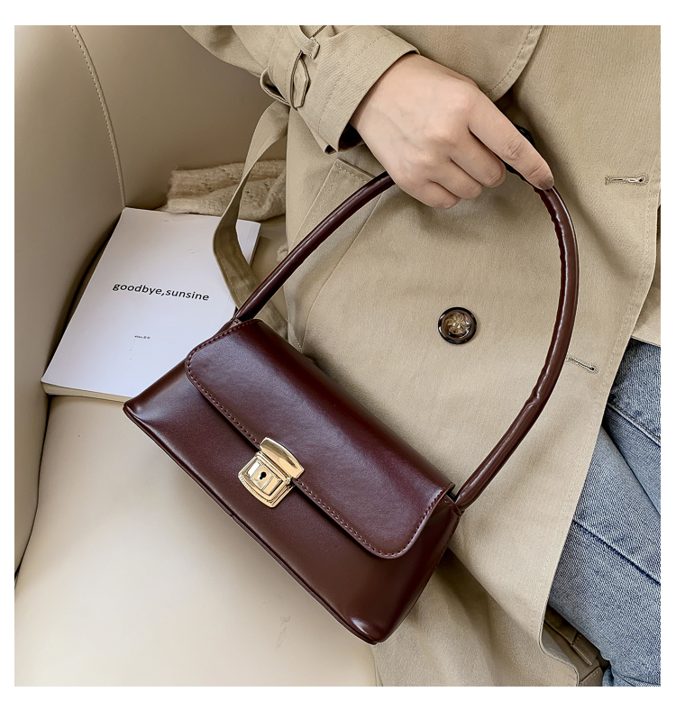 Women's Medium Pu Leather Solid Color Vintage Style Classic Style Lock Clasp Handbag display picture 67