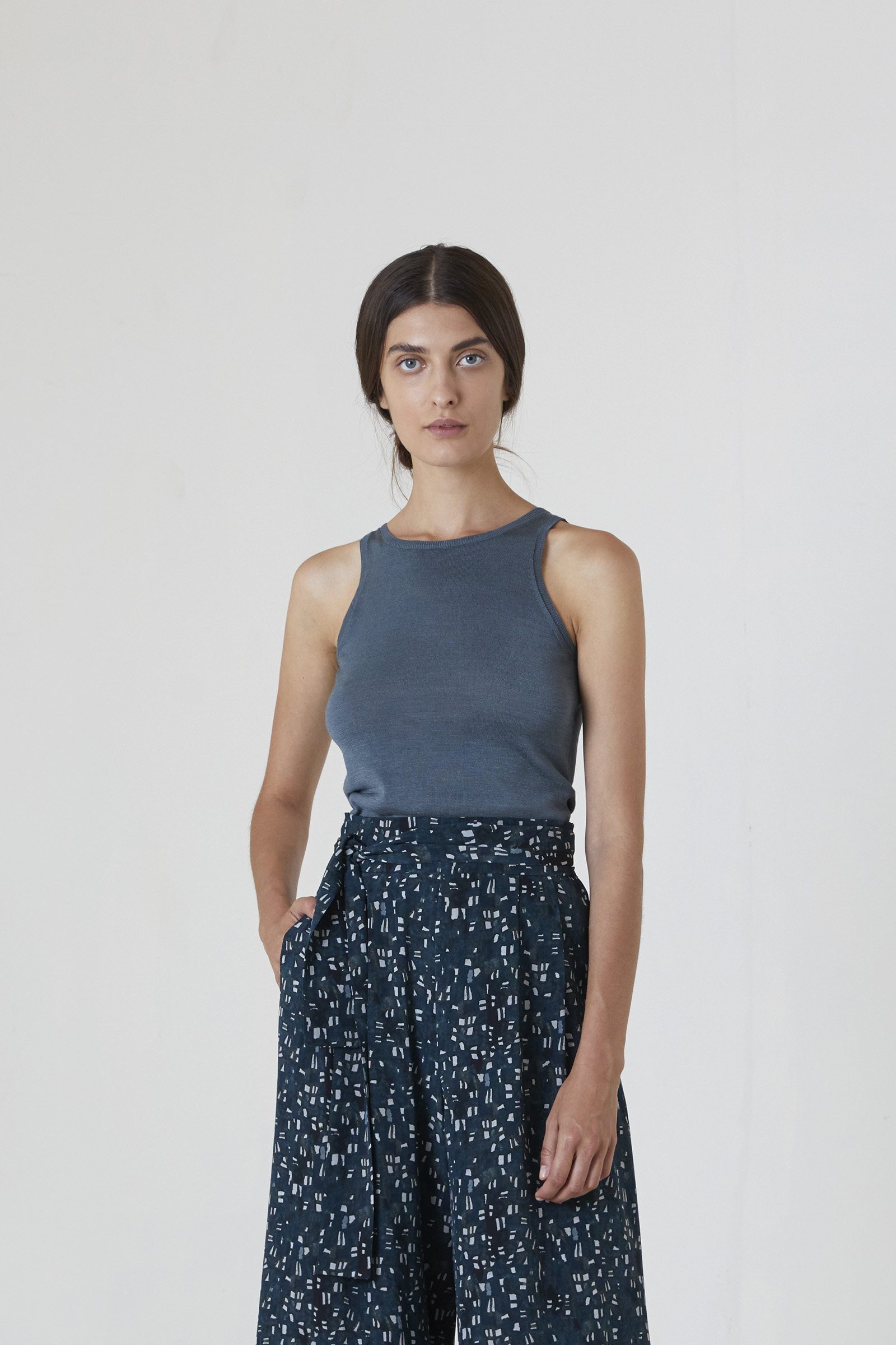 Cha Official) Cortana Swim Peacock Blue Knit Tank Top