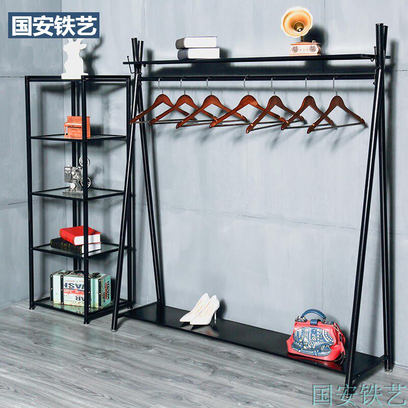 Guoan iron hanger display rack Display rack Wedding rack with board clothes rack Coat rack Clothing rack special price