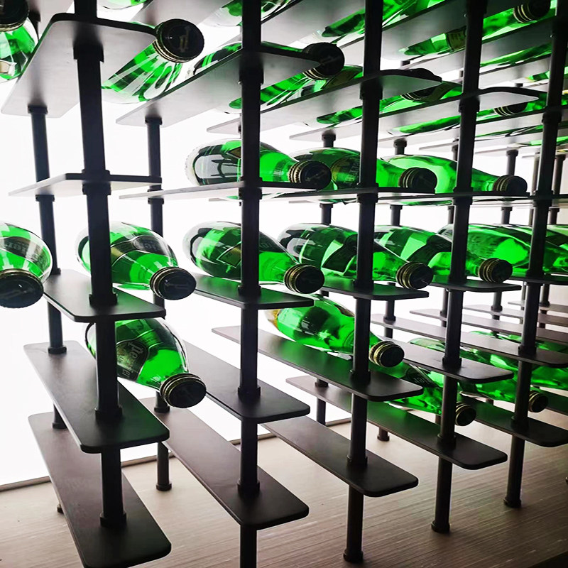 Modern minimalist aluminum alloy red wine shelf bracket metal hanging decoration luminous display shelf customizable size wine rack