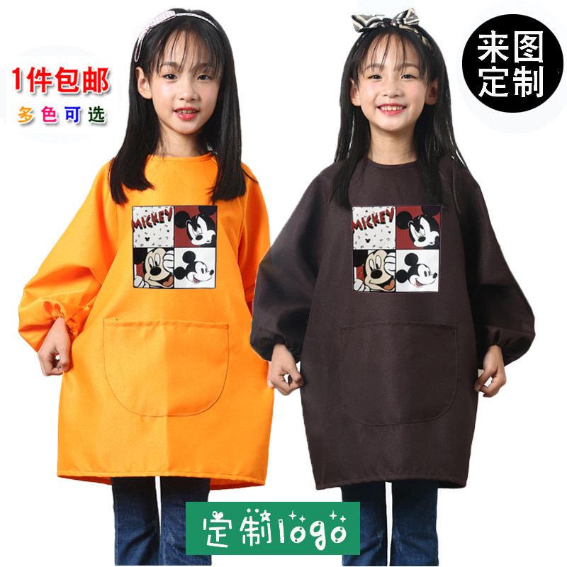 Children Long Sleeve Small Hood Clog Custom Logo Children Apron Painting Room Dust-Proof Clothes Children Anti-Dress Child Clothing