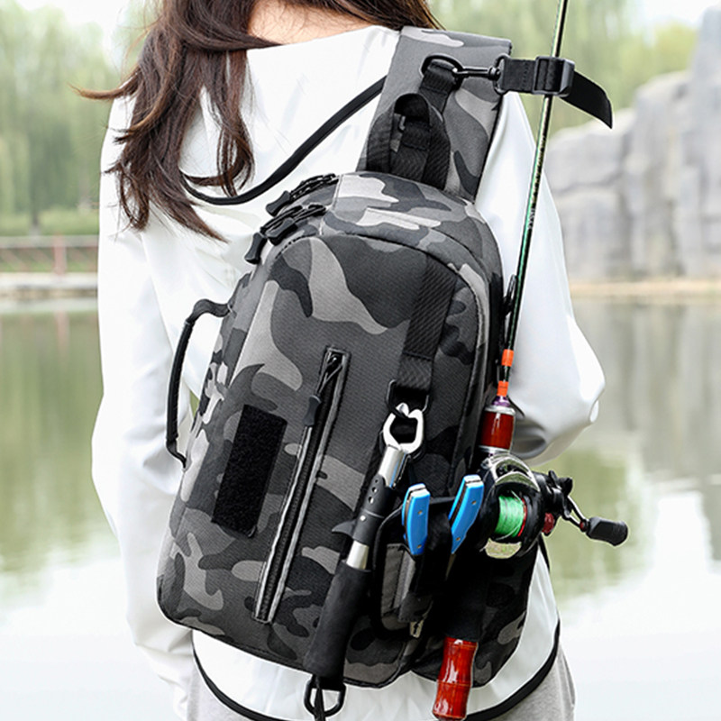 Road Sub Rod Bag Inclined Cross Multifunctional Chest Bag Single Shoulder Back Hand Waterproof Large Capacity Inserted Rod Sea Fishing Bag Fishing Rod Bag
