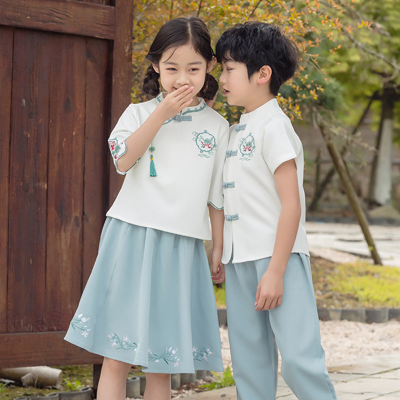 Children acting out of the country school class uniforms for male and female children Han Chinese girls China Wind Guides Primary School Children's Kindergarten Performance