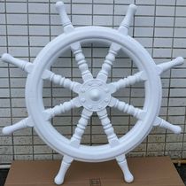 Solid wood rudder decoration wall hanging white Mediterranean style steering wheel pendant bar retro decorative ornaments special price