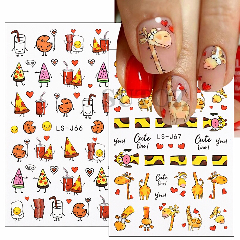 2023 New Nail Art Stickers Cartoon Self-Adhesive Giraffe Pizza Smiley Face DIY Graffiti Children's Nail Decals 2023 New Nail Art Stickers Cartoon Self-Adhesive Giraffe Pizza Smiley Face DIY Graffiti Children's Nail Decals