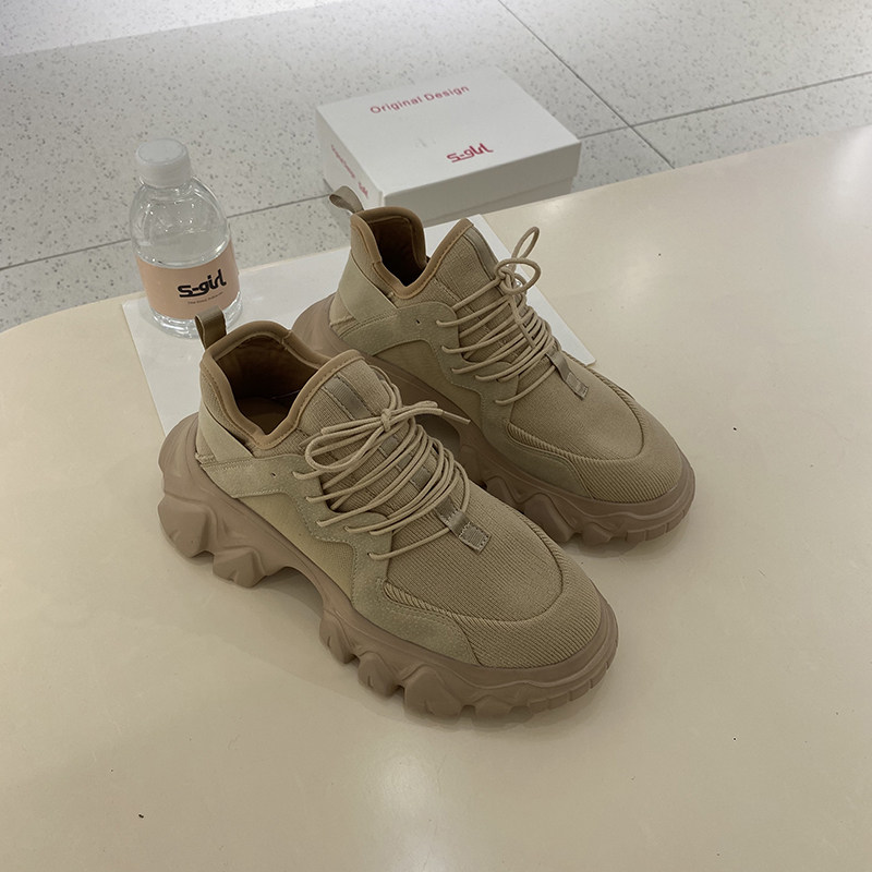 Conspicuthin legs long ~ old daddy shoes women ins Chauts comfort expats small casual shoes 2022 new thick bottom sports single shoes