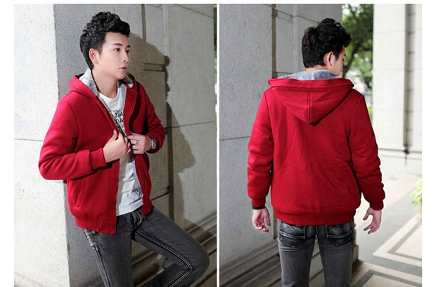 Đặc biệt hàng ngày mùa thu đông dày cộng với áo len nhung nam hoodie Áo khoác giản dị Hàn Quốc áo len nam size lớn - Áo len