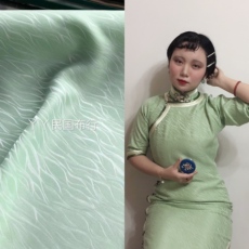 Шелковая ткань 【淡绿纹】平裁无省民国旗袍真丝提花旗袍汉服面料28姆114宽淡绿
