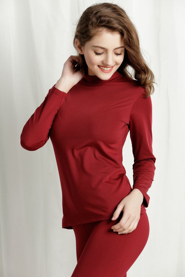 Bộ đồ lót cách nhiệt nửa cổ cao dành cho nữ trung niên quần áo cashmere mỏng mùa thu bộ đồ thu đông nữ big size