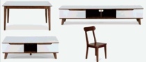 Left and right 8001 coffee table TV cabinet dining table 4 dining chairs