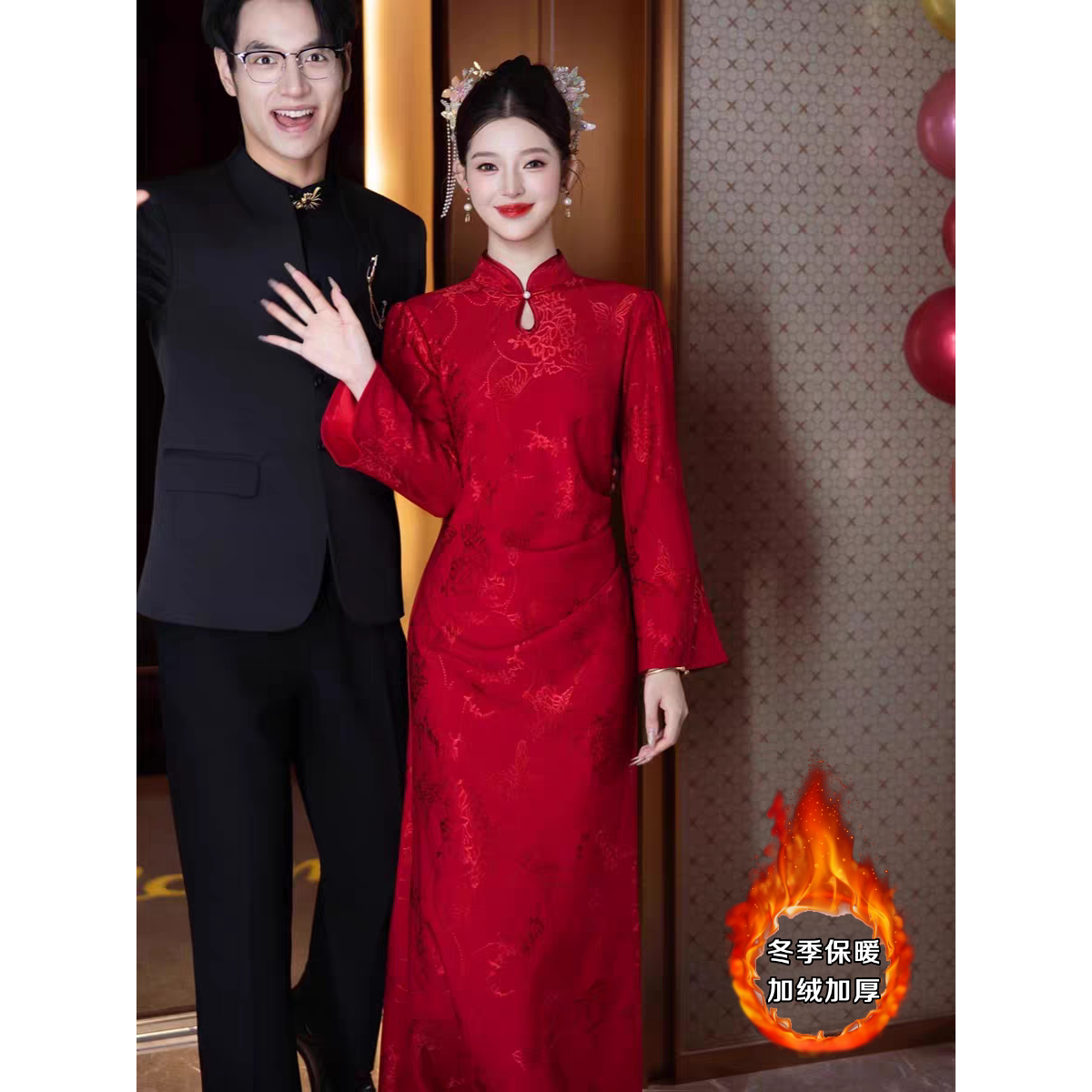 Новый китайский стиль cheongsam, улучшенное платье для тостов, плюс бархатное утолщенное зимнее свадебное платье с рыбьим хвостом, платье для помолвки с задней дверью, женское платье невесты