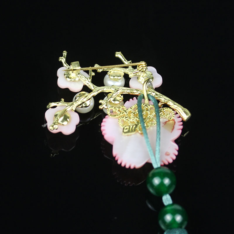 Phong cách Trung Quốc sườn xám tua trâm trâm cài vỏ cổ điển pin phụ kiện cổ retro Trung Quốc áp lực Hanfu khóa mặt dây chuyền trâm cài áo đại