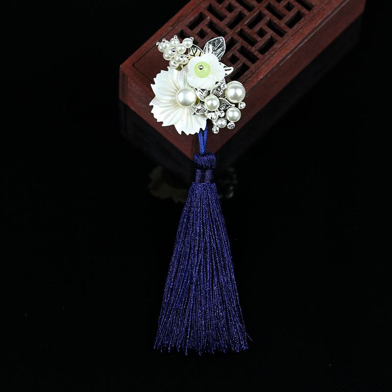 Cổ điển Trung Quốc phong cách vỏ trâm tự nhiên Hanfu cheongsam tua rua trâm nổi mặt dây chuyền retro phụ kiện pin gió trâm cài áo