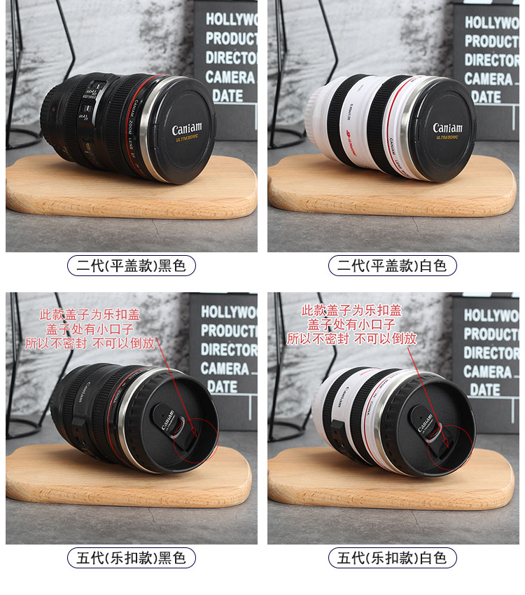 Ống kính DSLR xu hướng cá tính cốc cà phê cầm tay cốc pha điện in lưới màu đỏ sáng tạo cốc máy ảnh - Tách bình tập uống nước cho bé