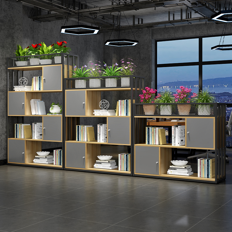 Office Partition Shelf, Wrought Iron Screen Decoration, Double-Sided Low Cabinet, Storage Cabinet, Workstation Divider, Flower Trough Display Rack