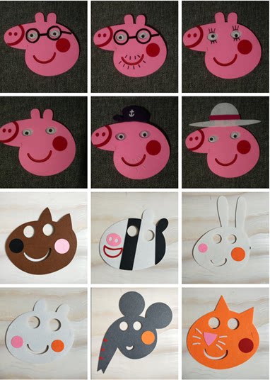 Peppa Pig's Family Pig Mom and Dad Felt Mask Cartoon Headwear Kindergarten Activity Performance Props
