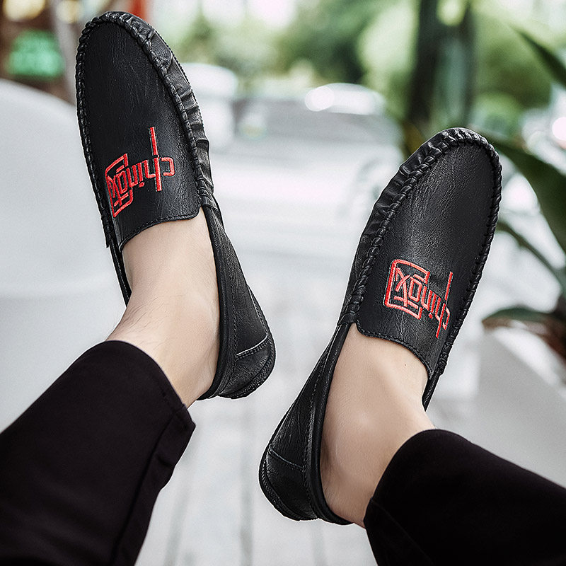 Bean-bean shoes Men's Han version 100 hitch Personality Trend Sloth 2023 Summer New Inron breathable Leisure Social Soft Bottom-Taobao