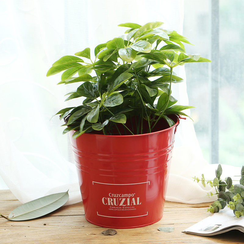 Iron bucket tin large flower bucket pastoral waterproof portable bucket decorative bucket potted flower bucket flower pot storage flower pot storage Florist flower shop