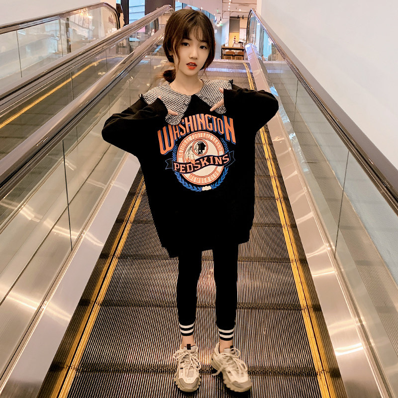 Girls' thick T-shirt Korean version of the Western style fashionable middle-aged children's suits spring and autumn children's autumn tops children's clothing 2022 new