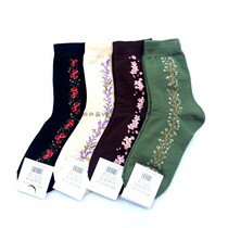 1 Korean GG cotton socks pastoral pastoral and artistic plant small piece of flower casual barrel four season socks 180