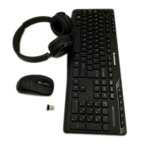 Lenovo WP2170 wireless keyboard mouse headset 3-piece gift package Ultra-thin fashion one drag three-key mouse wheat set
