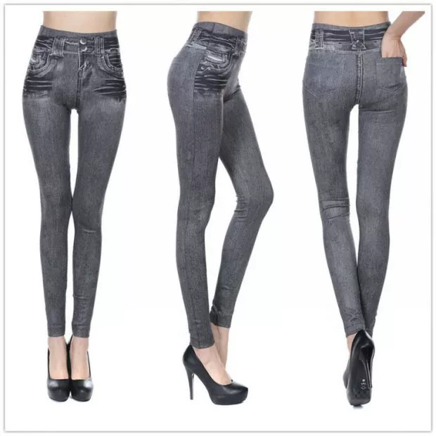 Cộng với quần jean giả nhung mỏng giảm béo quần legging nhung chải màu rắn mặt sạch túi mặc quần