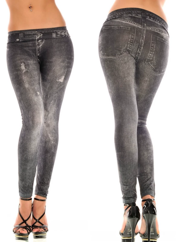 Quần yếm giả denim trắng co giãn cao kích thước lớn túi giả in quần chân mỏng
