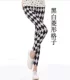 Quần lụa lụa houndstooth xà cạp màu xanh và trắng in chân quần đen và trắng sọc dọc quần mỏng quần nữ