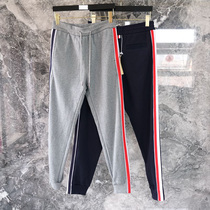 Thom Brown Spring and Autumn bilateral Webbing Striped cotton slim trousers tb men and women casual sports pants