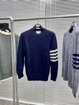 Thom Browne 20 Autumn Winter New pullover wool knitted round neck sweater tb men and women casual long sleeve top