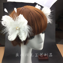 Feather headdress Butterfly Super fairy hairclip new sweet hair hoop bride headdress wedding wedding dress hair accessories