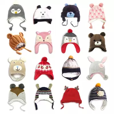 Men's and women's baby wind and snow ear protection hats 1-2-3 years old baby warm knitted pullover hats autumn and winter children plus velvet