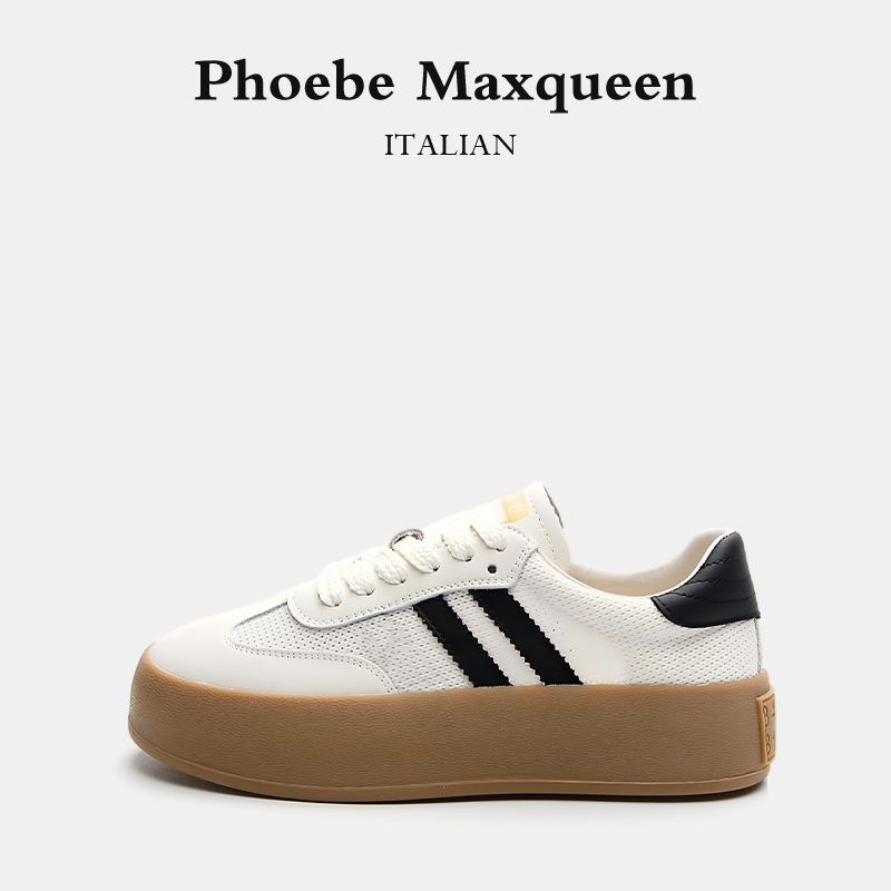 Italian Maxqueen Casual Sneakers for Women, Suitable for All Seasons, Breathable, Comfortable, Versatile, Round-Toe German Training Shoes