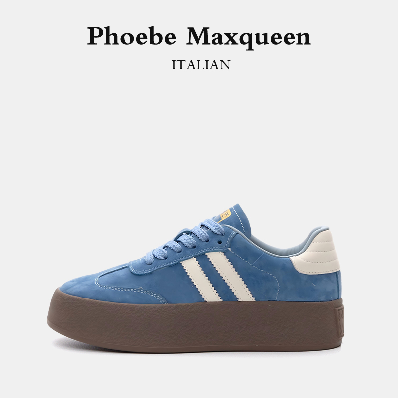 Italian Maxqueen Elegant Ladylike Sports Casual Shoes for Women with Internal Height Increase, Sky Blue Lace-Up Low-Top Sneakers