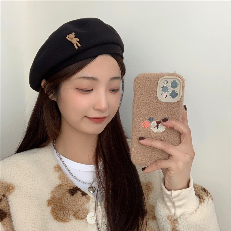 Women's Fashion Bear Handmade Eaveless Beret Hat display picture 12