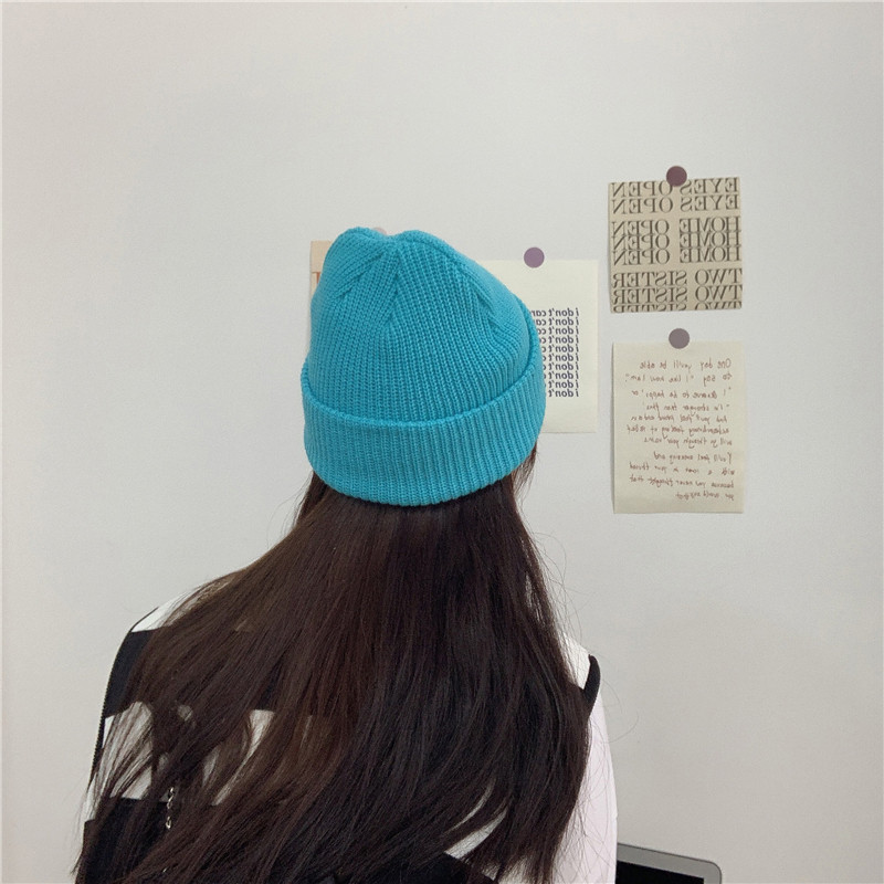 Jesenný a zimný teplý všestranný párový pulóver vlnená čiapka Pletená čiapka s písmenom R_voghion.com